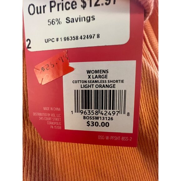 Womens Seamless‎ Shortie Light Orange Cotton Spandex Shorts XL By DSG - Picture 5 of 9